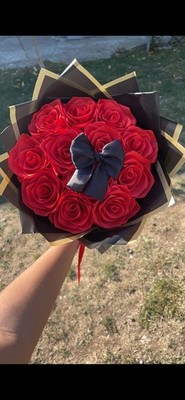 Eternal Roses Fabric Rose Sunflower Bouquet with Optional Plush Add-ons