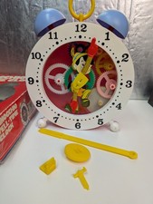 Vintage Walt Disney Pinocchio Tell-Time Clock Toy 1970s Mattel Concept 2000 Boxe