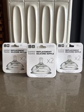 3 COMOTOMO 2 SILICONE Replacement NIPPLES Medium Flow 2 Holes NEW IN PACKAGE
