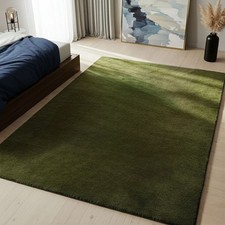 Handtufted NZ Wool Area Rugs Handmade Plain Green 6x6 Carpet For Living