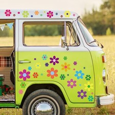 96 Pieces Flower Car Decals Window Clings 60s 70s Hippie Stickers Groovy Daisy F