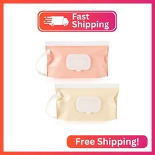 FEBSNOW 2 Pack Baby Wipes Dispenser, Portable Refillable Wipe Holder Baby Wipes