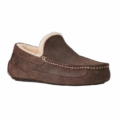 Size 8 UGG Men's Ascot Leather Distressed Slippers CD4 Dusted Cocoa - Image 1 of 4