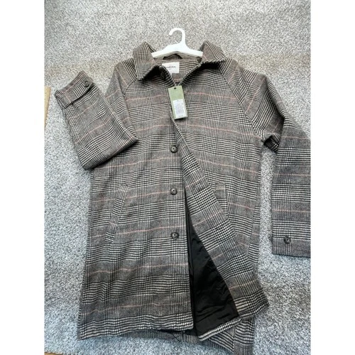Goodfellow & Co Car Coat Mens M Brown Plaid NEW Glen Check Button Up video thumbnail