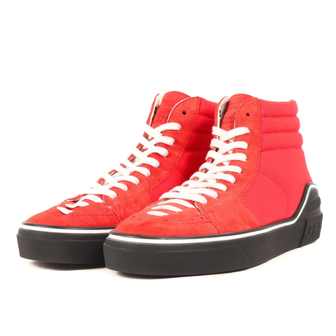 GIVENCHY Size: 40 Suede Combi Canvas High-Cut Sneakers Red Shoes Used BEEG-0 thumbnail 2