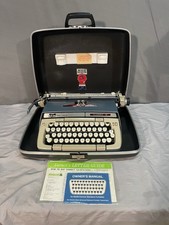 Vintage 1971 Blue Smith Corona Classic 12 Portable Typewriter w/ Case 6LTV thumbnail