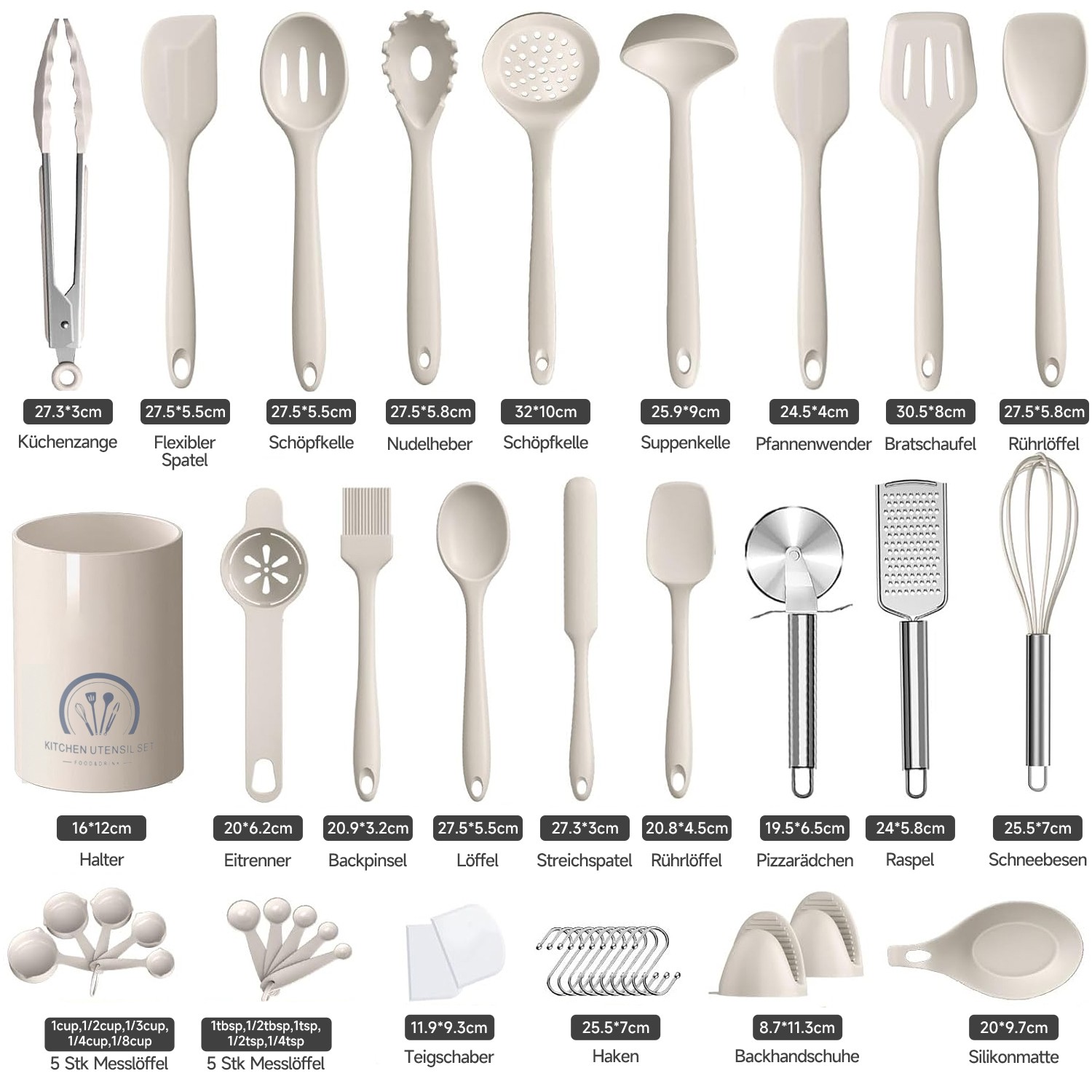 43tlg Küchenutensilien Set Küchenbesteck Silikon Kochzubehör Küche Kochen