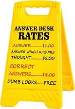 Answer Desk Rates Sign, Funny Office Sign with Phone Stand,Boss & Coworker Gifts
