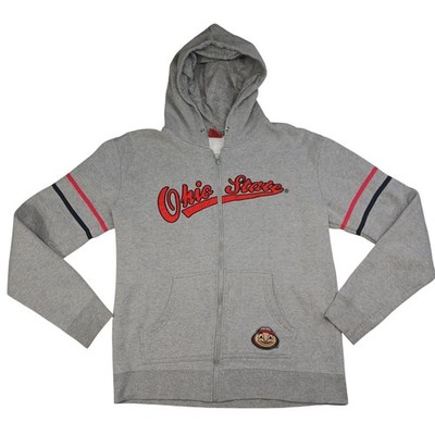 Ohio State Buckeyes Youth XXL Gray Full Zip Hoodie Brutus Buckeye Official Team