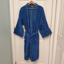Vintage One Size Fits All Christian Dior Blue Robe and Size Medium Slipper Set