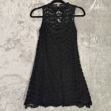 Black Lace Dress Womens Small Sleeveless Lined A-Line Boho Cocktail Mini