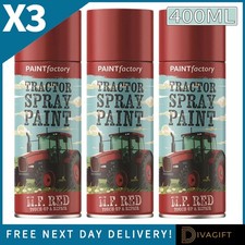 3 x TRACTOR SPRAY PAINT 400ML MASSEY FERGUSON RED TOUCH UP & REPAIR SPRAY PAINT