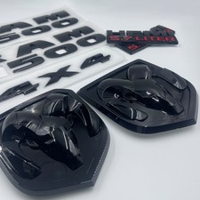 7Pcs For RAM 1500 Emblems Grille Tailgate Head HEMI 5.7 Liter 4X4 Badges Black
