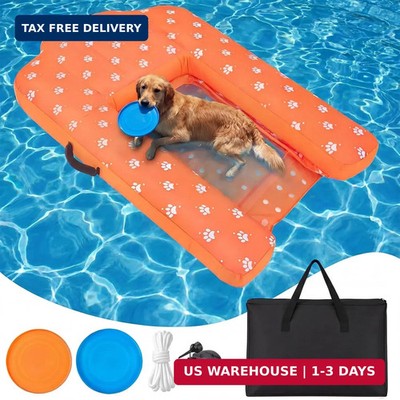 Halloscume Dog Inflatable Boat Ramp with Electric Pump Foldable Floating Dock Wa