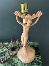 Vintage  Art Deco Nude Woman Pink Boudoir Metal Lamp Frankart Style