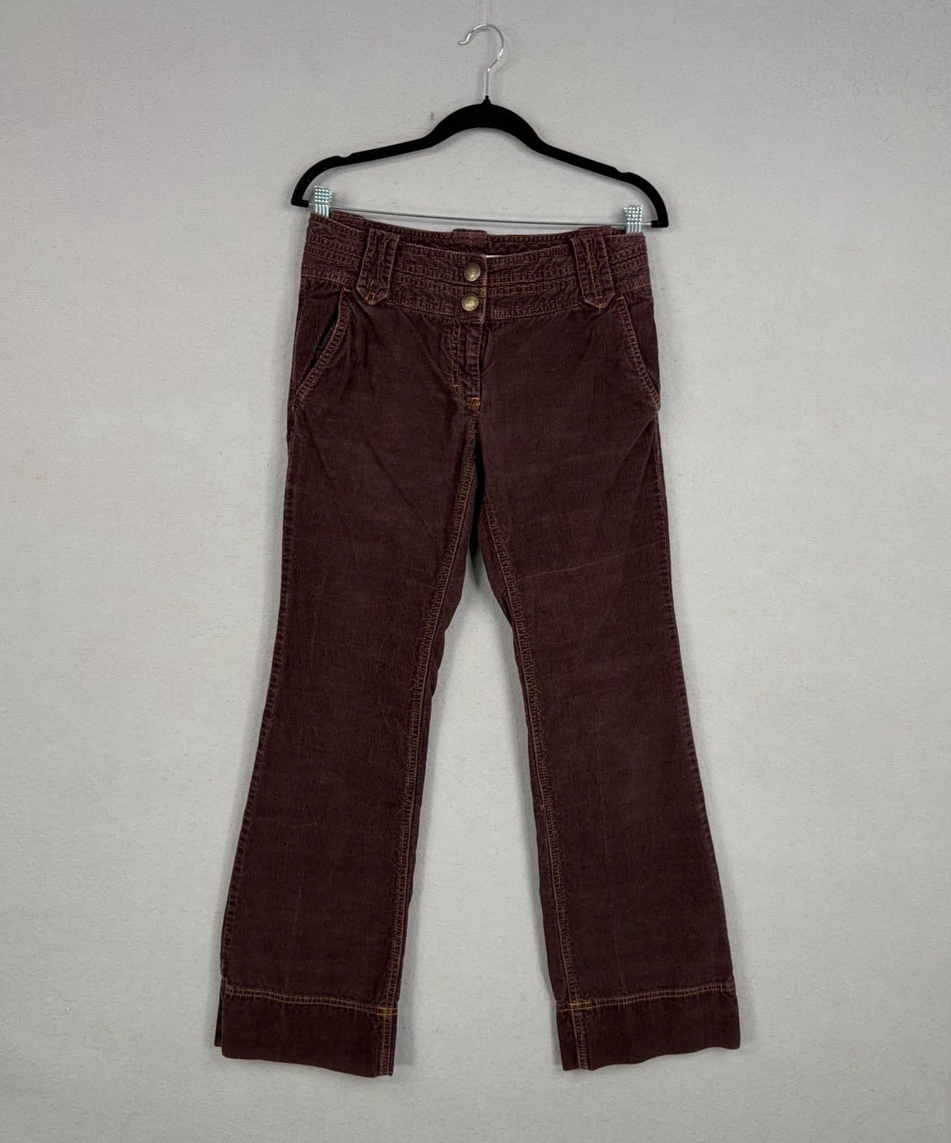 Tommy Hilfiger Pants Womens 6 Brown Corduroy Bootcut Double Button Flap Pockets