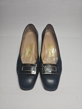 Vintage Salvatore Ferragamo Women Pump Shoes Size US 5 Dark Deep Midnight Blue