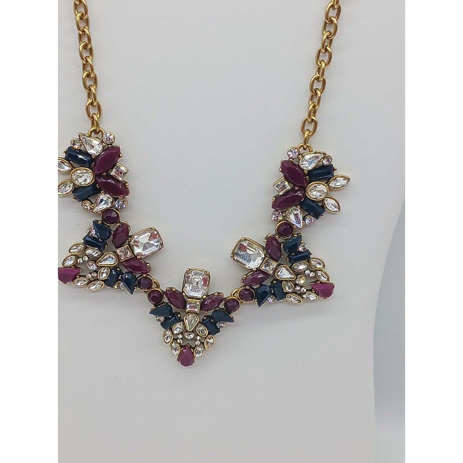 Signed J Crew Statement Multi Color Rhinestone Ne… - image 1
