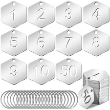 Yaocom 50 Pcs Hollowed Stainless Steel Number Tags 1.18 x 0.63 inch, Silver