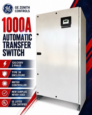  GE Zenith ZG5SA10033 1000A ATS Automatic Transfer Switch MX150 120/208V 3R 