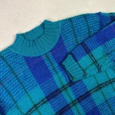 Vintage Amanda Smith Mohair Colorful Mock Neck Sweater Abstract Knit 90s Size M