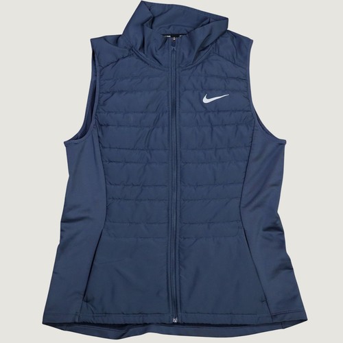 Nike Running Vest Womens Medium Navy Blue Quilted Puffer Full Zip 856222-471