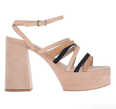 Vic Matie italienische Wildleder-Plateausandalen beige schwarz Riemchen Größe 7 UK UVP 340 £