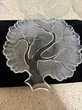 Vintage Hazel Atlas "Tree of Life" Clear Glass Snack Plates Set of 4 Mid Century