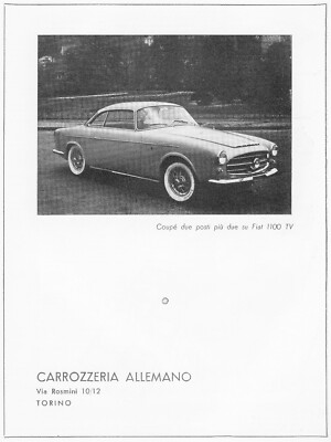 PUBBL. 1955 Fiat 1100 TV COUPE 2+2 SEATER GERMAN BODY TURIN 