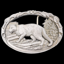 Mountain Lion Cougar Vintage Belt Buckle