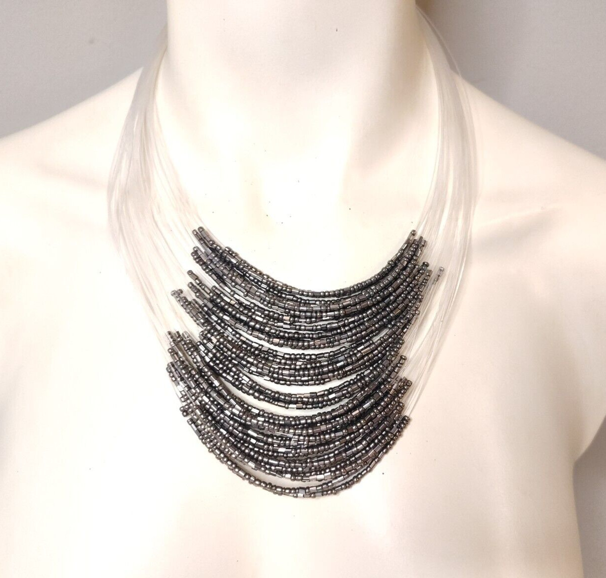 VINTAGE MULTI LAYERED STATION STATEMENT NECKLACE … - image 1