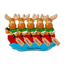 PERSONALIZED Moose Family In Canoe - Family of 5 Christmas Ornament Keepsake