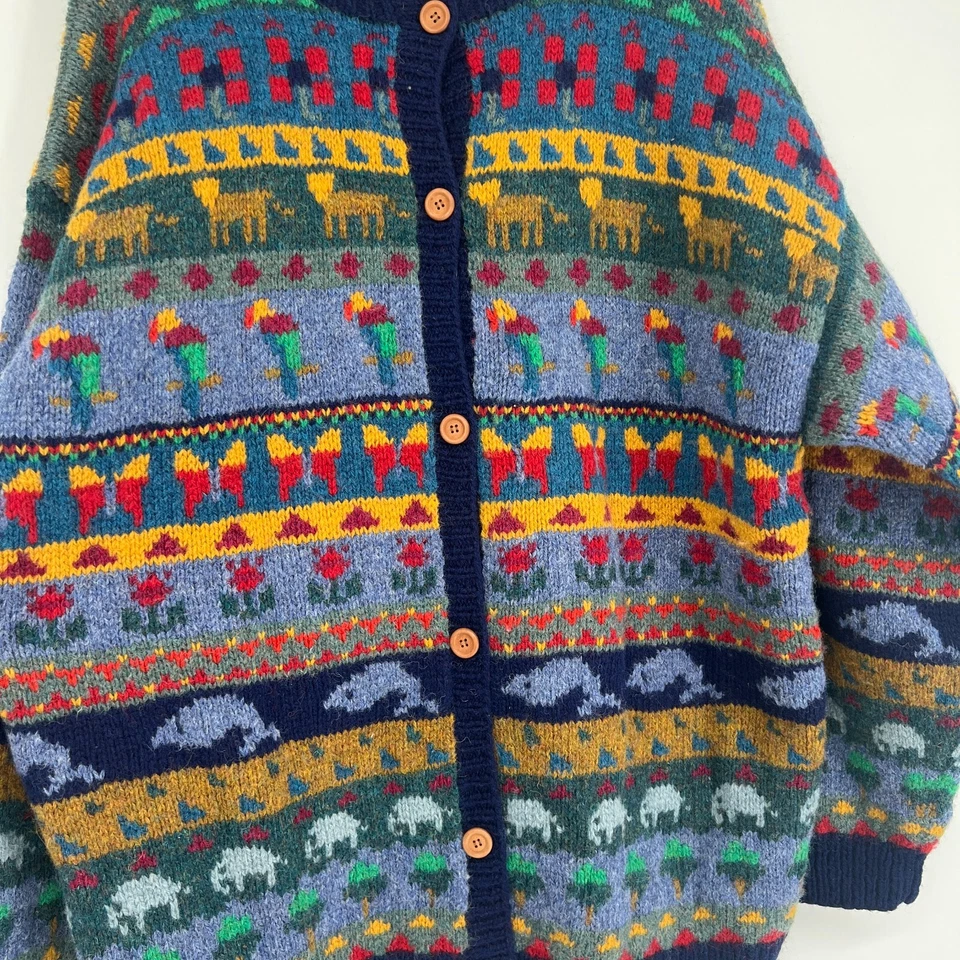 Cárdigan De Colección LL Bean Mujer XL Lana Cottagecore Animal Años 80 Pradera Boho Mariposa Foto 3 de 4