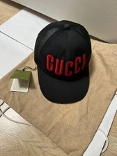 unisex Gucci Embroidered Logo Baseball Cap Black/Red