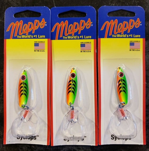 HFT ; Color: Hot Fire Tiger Mepps Syclops Spoons Size: 0 1//4 oz., 2/"
