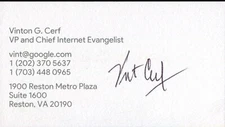 Vinton Vint Cerf Internet Google Signed Business Card Authentic Autograph *4