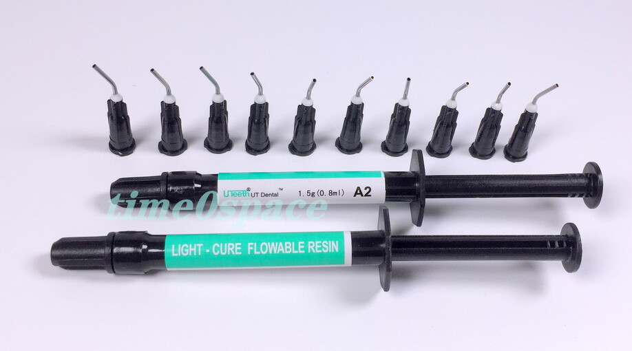 Dental Flowable Composite Resin Light Cure Syringe + Tips Tooth Filling