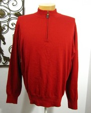 Orvis Crew Men's Sweater Size L Large Solid Red Mock Neckline Zipper