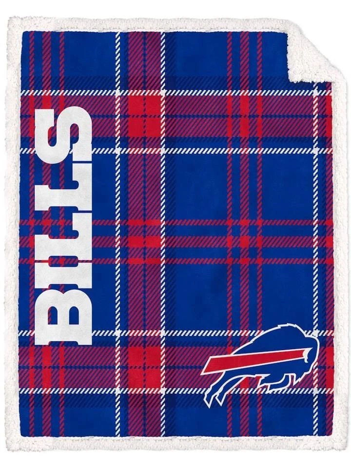 Buffalo Bills NFL 50 x 60 Plaid Ultra Fleece Sherpa Blanket