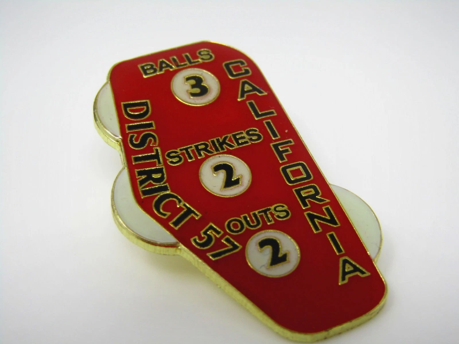 Little League Baseball Umpire Indicator Pin California District 57 Red Enamel