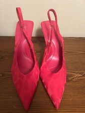 Zara Leopard Print Pointed Toe Sling Back Pink Sandals Size 38