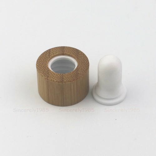 Clear Glass Dropper Bottles Eye Pipette Wood BamBoo cap for Essential Oils - Picture 7 of 8