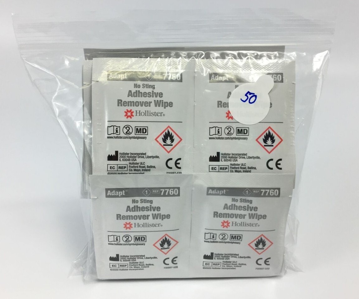 50 Hollister 7760 Adapt Universal Remover Wipes No Sting Expires 2024