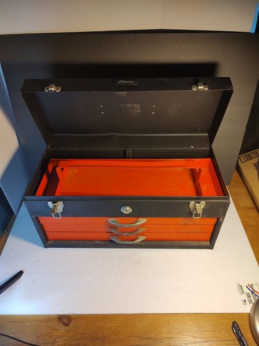 Vintage JC Penny Heavy Duty Tool Box With Tray+3 Drawers 20x11x9 - Picture 5 of 12