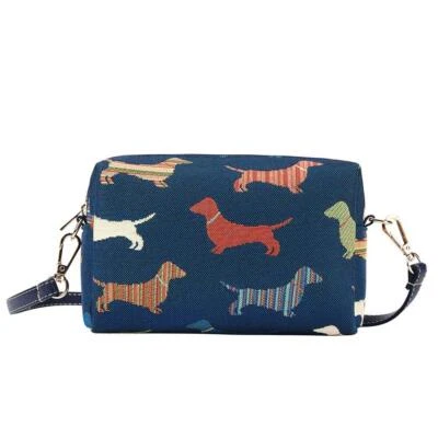 SIGNARE Dachshund Shoulder Bag Crossbody Recycled Polyester Blue Sausage Dog Gift