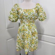Faithfull The Brand Dress Extra Small Short Yellow Floral Axel Summer