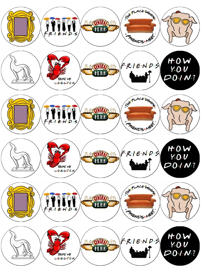 30x Friends TV Spectacle Cupcake Toppers Comestible Papier Gaufré Fairy Gâteau - Photo 1/1