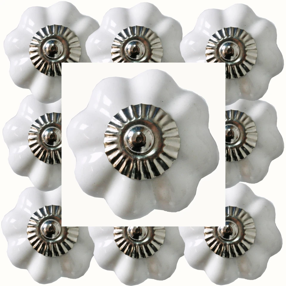 Möbelknöpfe Set 6-8-10 STK Möbelgriffe Weiß Keramik Möbelknopf Porzellan 10 - Bild 2 von 4