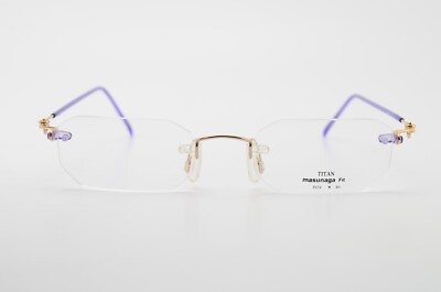MASUNAGA Brille B24 46 20 M Fit-1 Beta Titan Gold Lila Filigran Vintage Japan