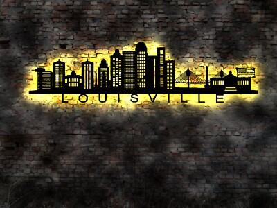 Skyline Louisville Kentucky USA  LED Wandbild   Holz Stadt AK Karte Map Sign